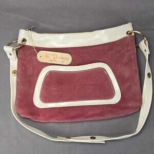 NWT Vintage Bobbie Jerome 1960s Suede Maroon White Hobo Shoulder Bag Purse